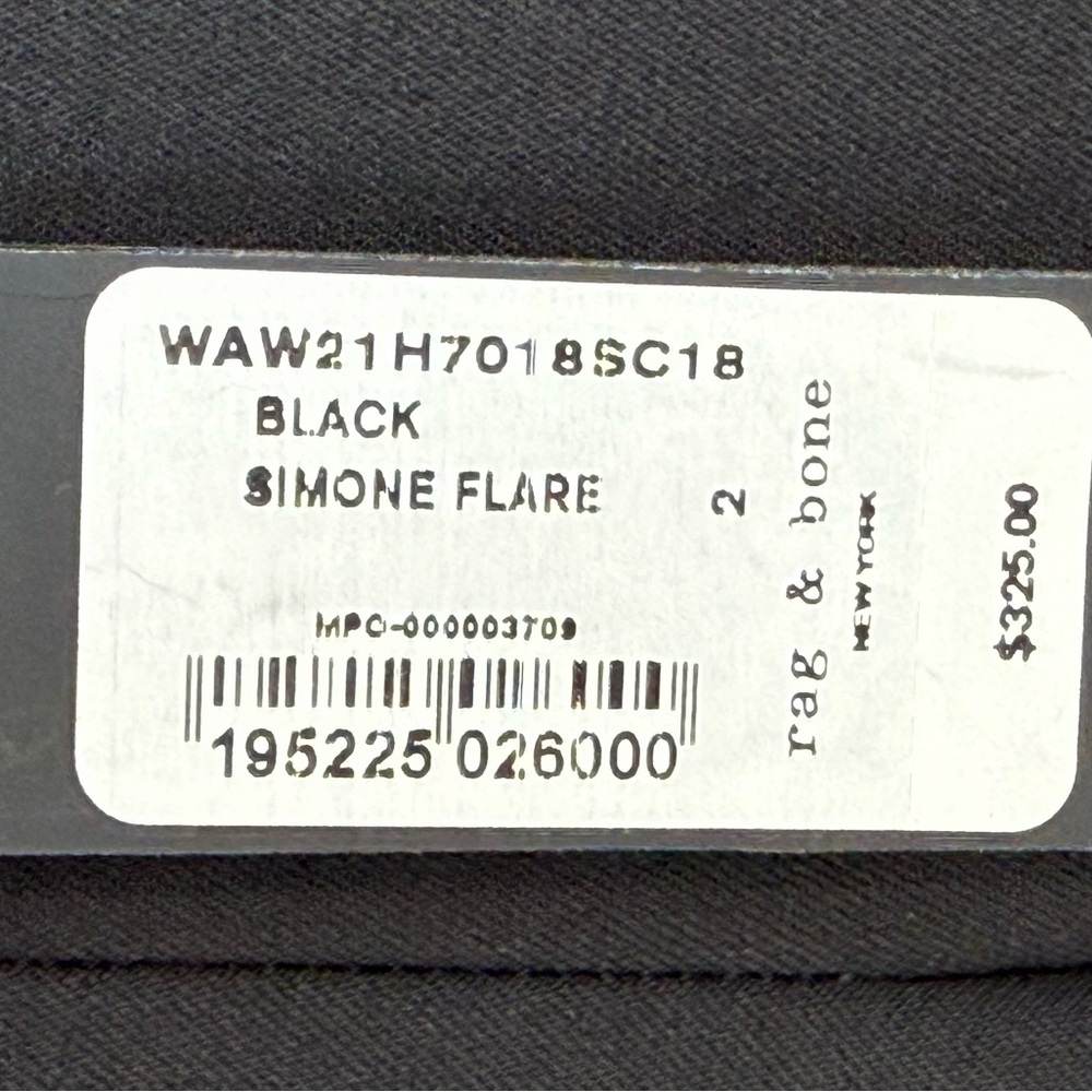 NWT Rag & Bone Simone Flare Black Pants Pull On Stretchy Seamed Size 2 Career - Picture 6 of 13